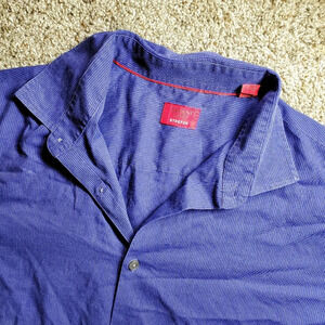 Alfani Men's Blue Striped Slim Fit Stretch Long Sleeve Dress Shirt Large